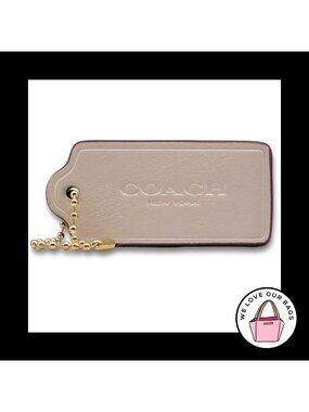 2.25" COACH NEW YORK Chalk White & Saddle Leather Fob Bag Charm Keychain HangTag